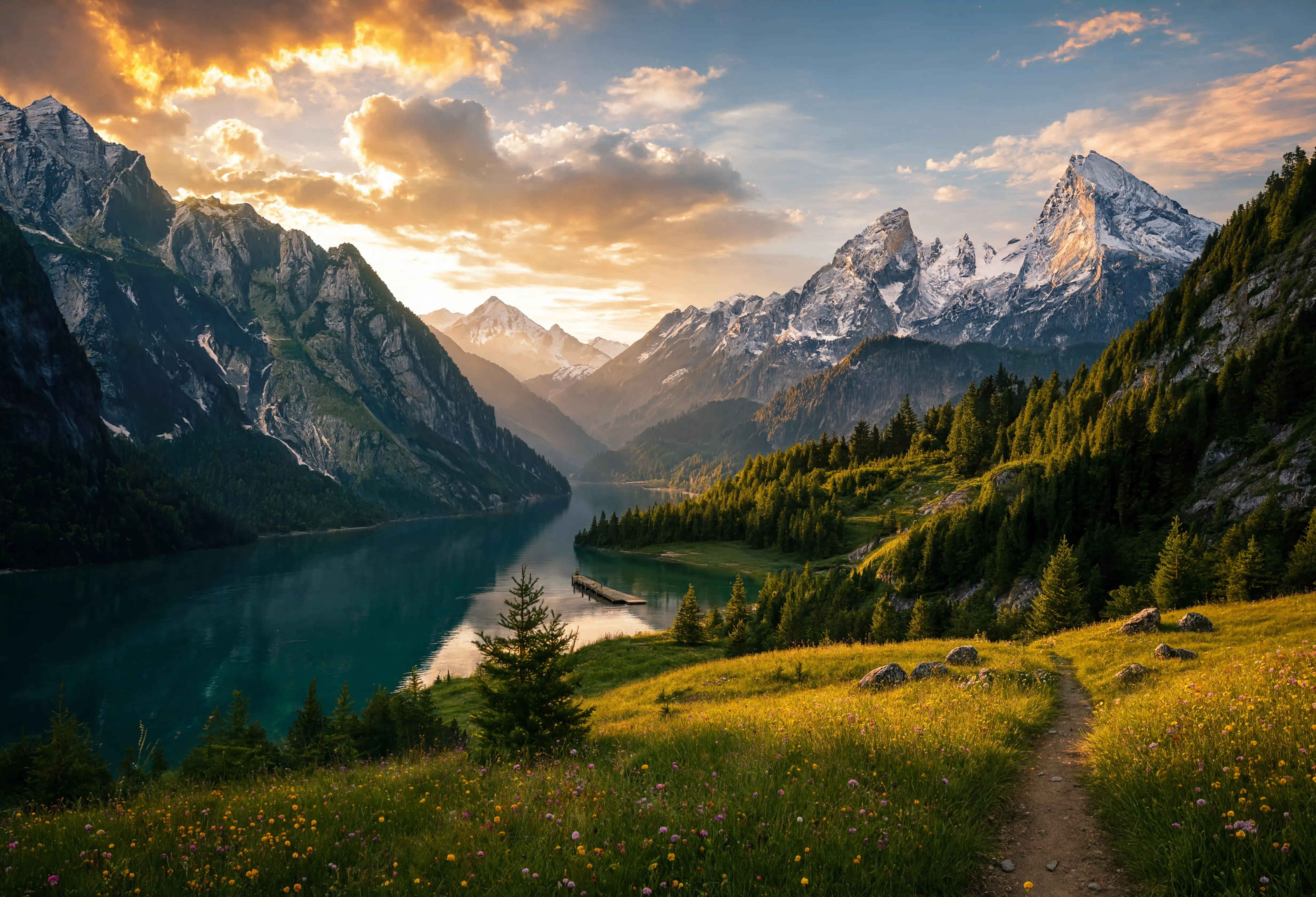 Panorama des Berchtesgadener Lands mit Königssee und Watzmann